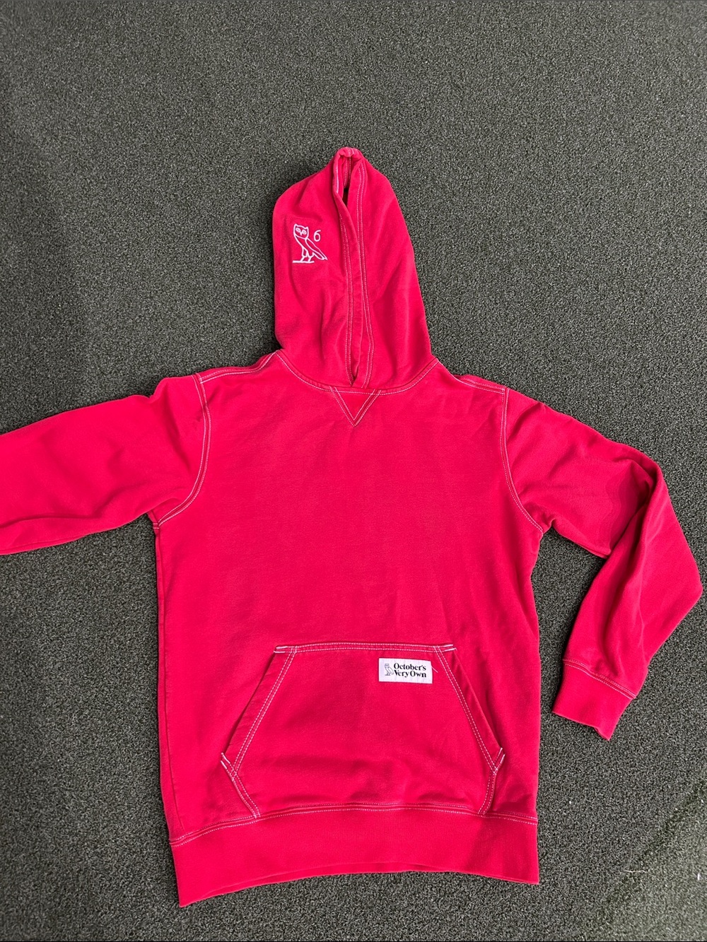 OVO October's Very Own Red Hoodie with OVO 6 Logo